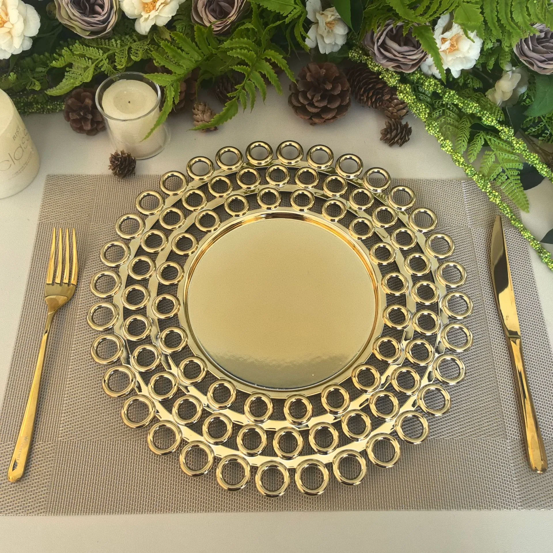 100 PCS Charge Plate 13 Inches Clear Wedding Centerpieces Event Party Decoration Tableware  Banquet Western Plate
