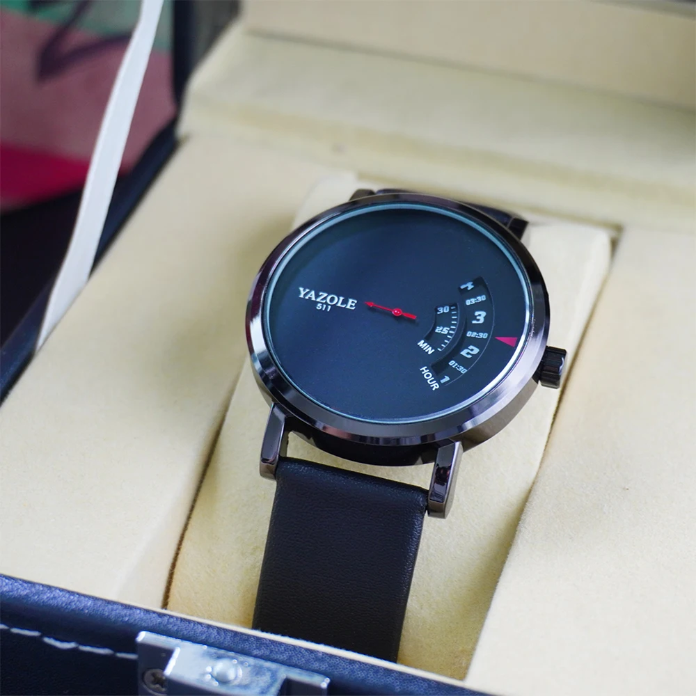 

YAZOLE простые повседневные мужские наручные часы с водонепроницаемым ремешком из искусственной кожи кварцевые мужские часы с круглым циферблатом модные деловые мужские часы