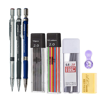 2mm Mechanical Pencil Set with Color/Black Lead Art Drawing Design Automatic Pencil Writing Student Office School Stationery Kit