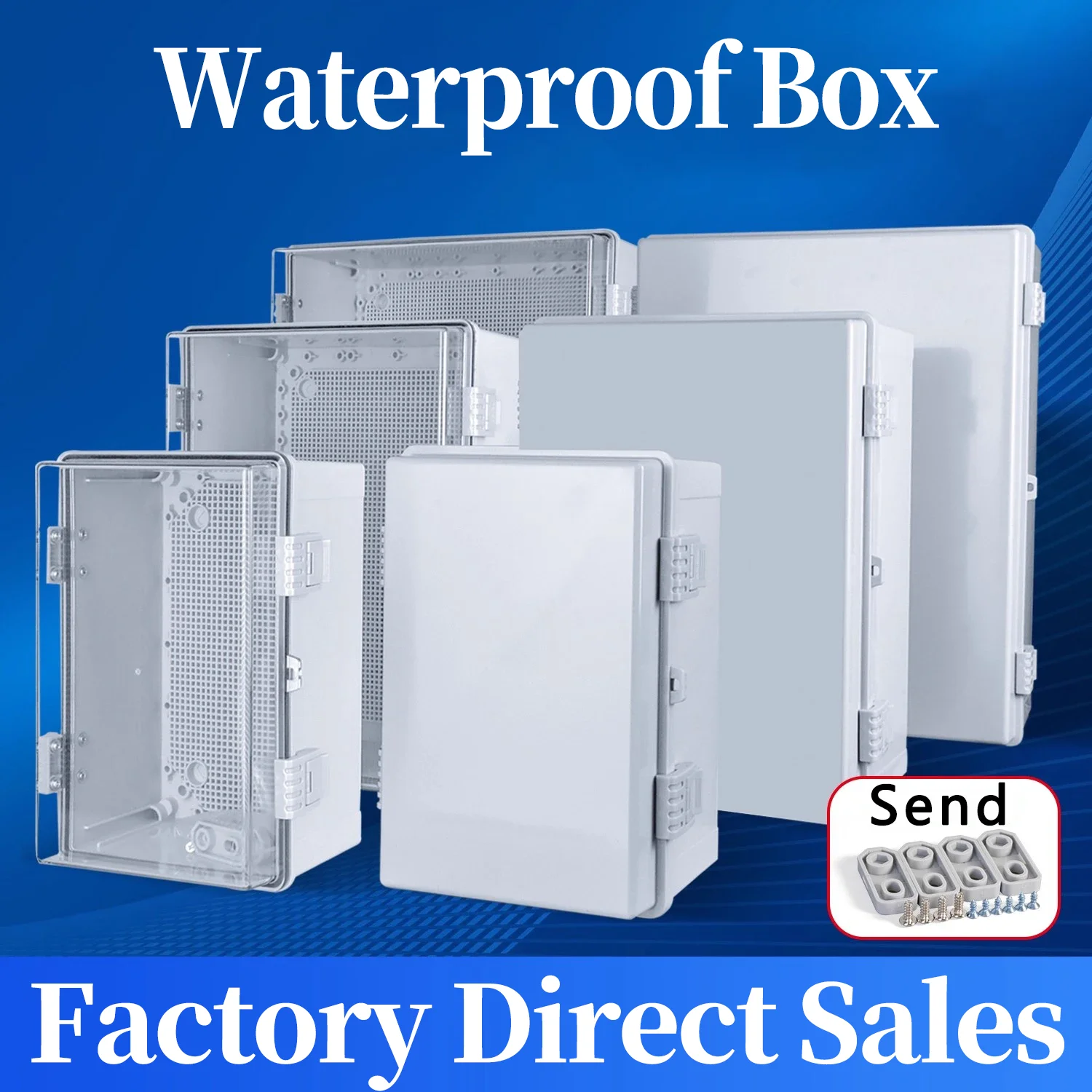 IP66 Electrical Plastic Enclosure  ABS Power Junction Box Outdoor Waterproof Distribution Box for Electric Instrument Project