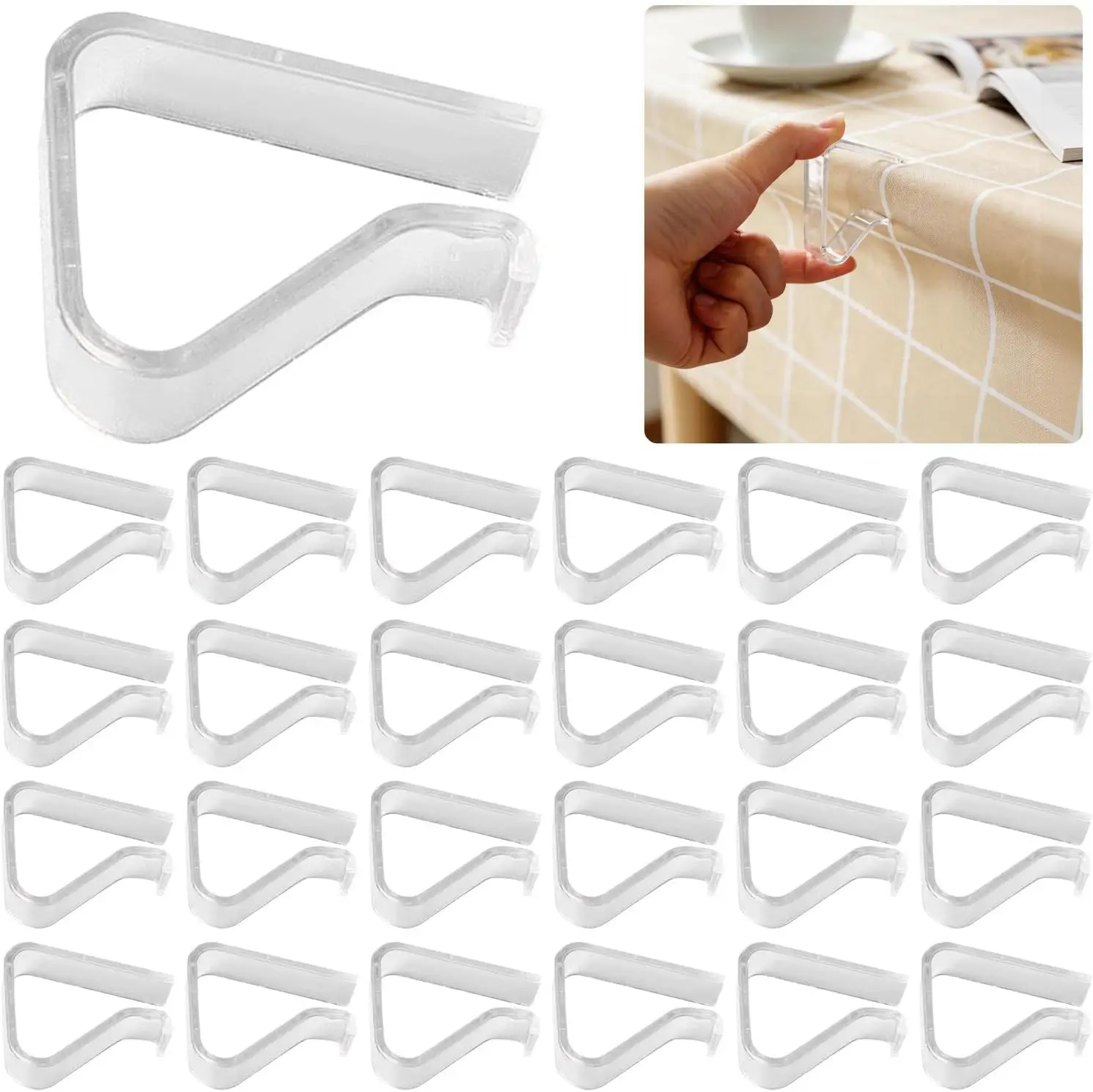 

24 Pcs Transparent Tablecloth Clips, Windproof Table Cover Holder for Wedding Party Picnic Camping