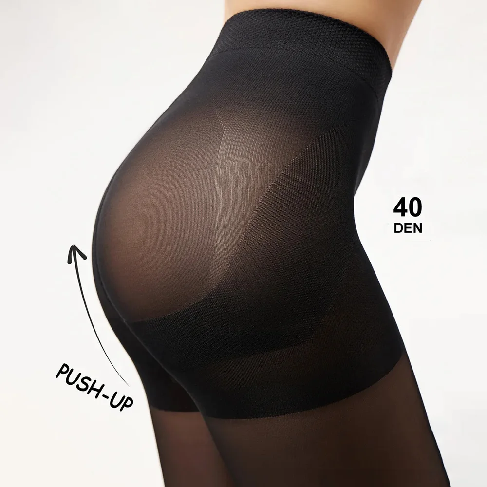 40D Women Buttocks Lifting Sheer Tights Sexy High Waist Elastic Pantyhose Slim Fit Nylon Tights Classic Style