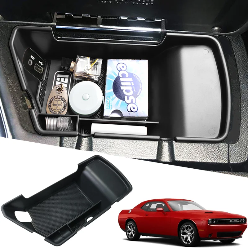 Car Armrest Storage Box for Dodge Challenger 2015 2016 2017 2018 2019 2020-2023 Accessories Insert Tray Secondary Storage Center