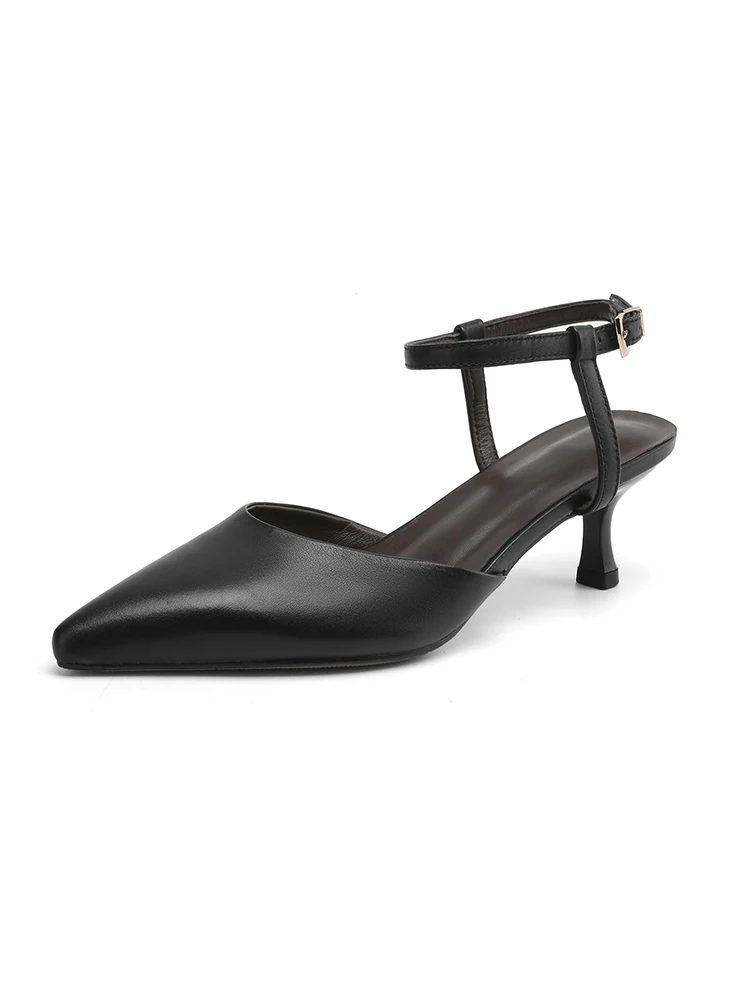 2025 NEW Women Trend Summer Horsehair Sandals Genuine Leather Ladies Closed Pointed Toe Ankle Strap Slingbacks High Heel Sandals image 4