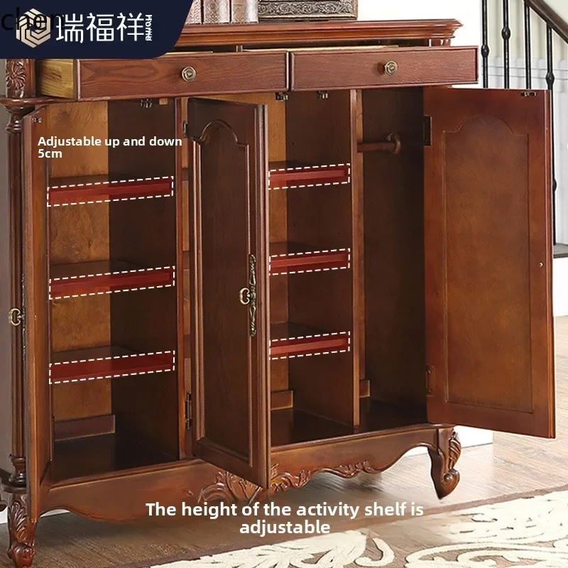 v1 Solid Wood Shoe Cabinet Multi-Specification Household Doorway Large Capacity Storage Cabinet Multi-Layer Entrance Cabinet