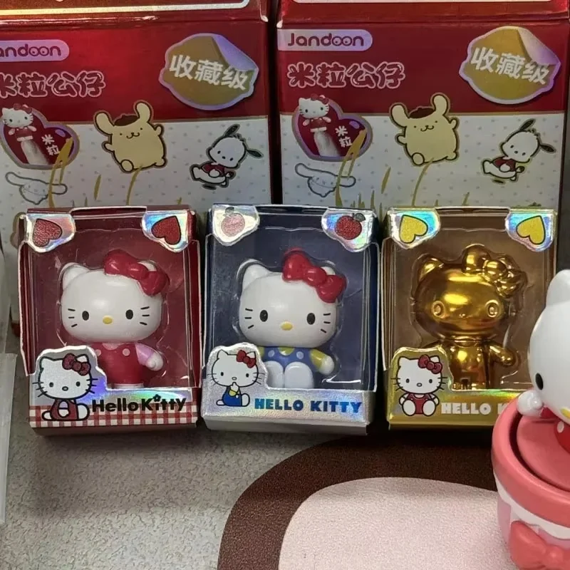 Sanrio rodzina lalka ryżowa pierwsza pudełko z niespodzianką Hello Kitty Kuromi mini ręcznie robiona dekoracja wnętrz ozdoby na biurko prezenty świąteczne