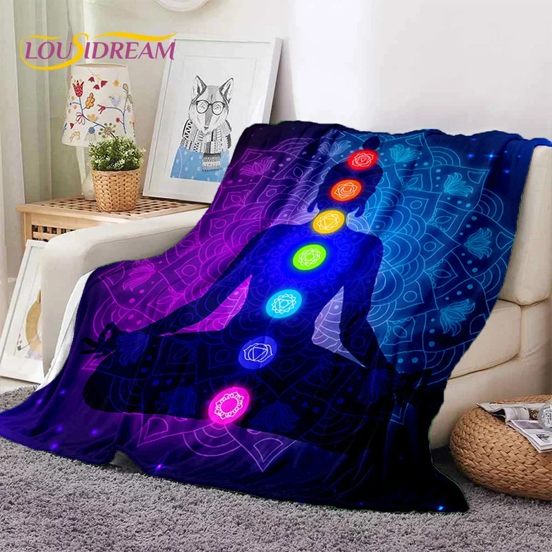 3D Yoga Meditation Rainbow 7 Chakra HD Soft Flannel Blanket for Beds Bedroom Sofa Picnic,Throw Blanket for Outdoors Leisure Gift