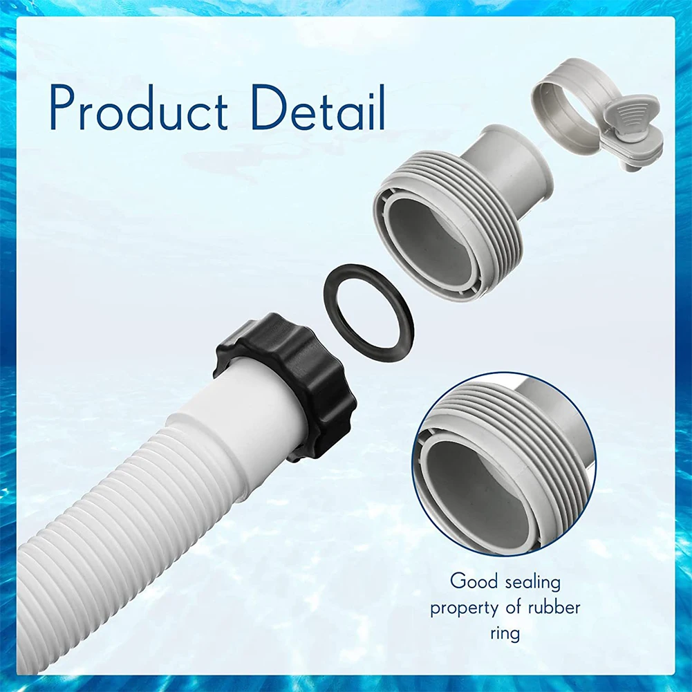 1.5in Diameter Pool Filter Pump Hose with Adapter Pool Pump Hose Salt Water Pump Hoses for Intex Filter Pumps Saltwater Systems