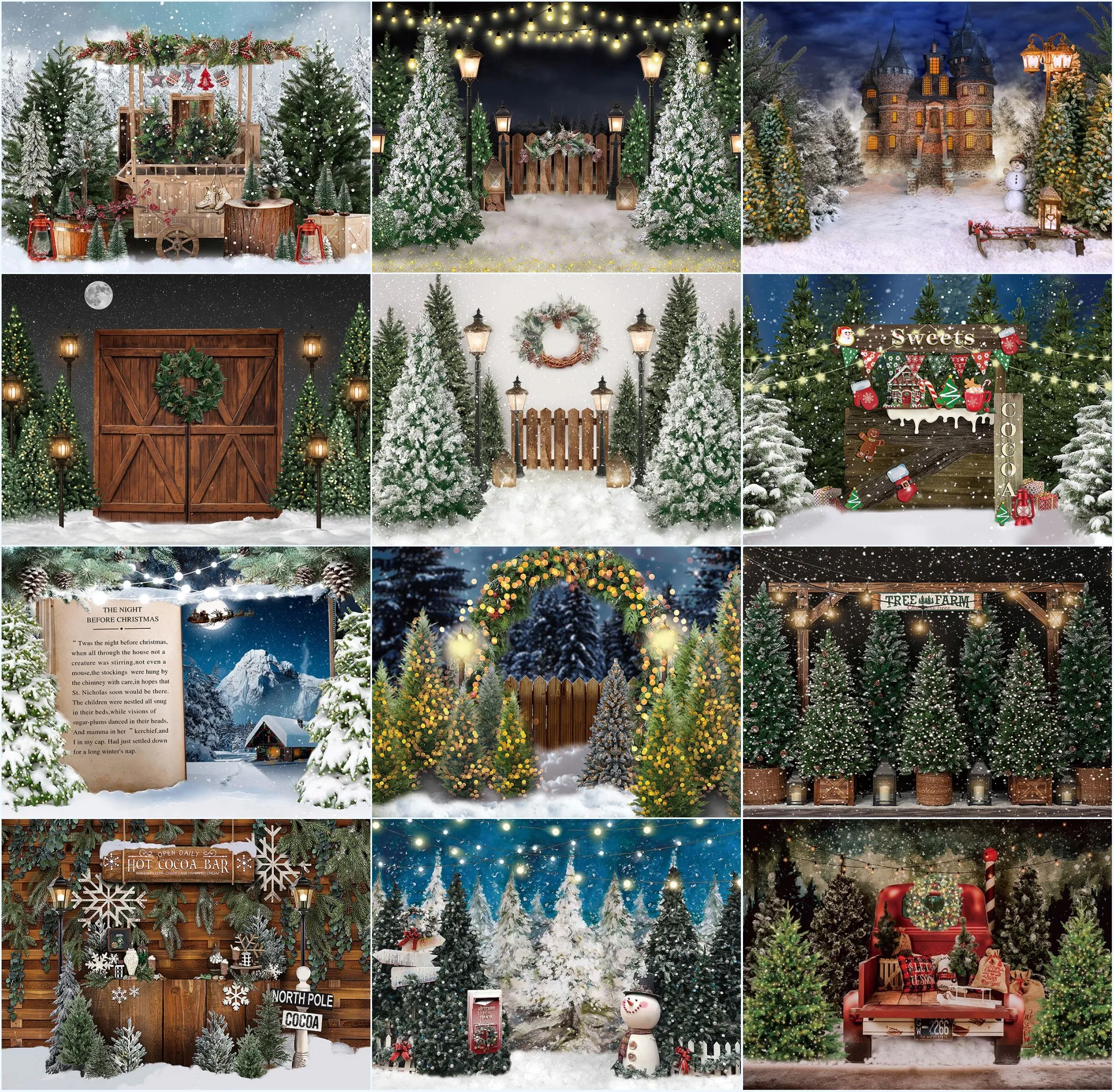 

Mehofond Christmas Decoration Backdrop Outdoor Forest Snow Xmas Funnytree Kids Portrait Photography Background Photo Studio Prop