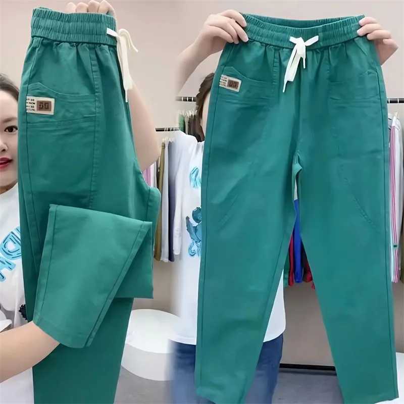 Spring Summer Women's Harem Pants High Waist Straight Casual All-match Pants Women Fashion Loose Cotton linen Trousers Female