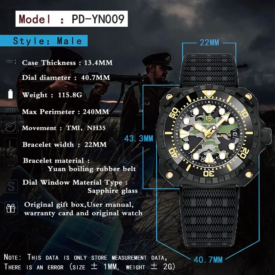 PAGANI DESIGN новые механические мужские часы со скелетом, лучший бренд, водонепроницаемые автоматические часы из нержавеющей стали NH35, часы с сапфировым стеклом