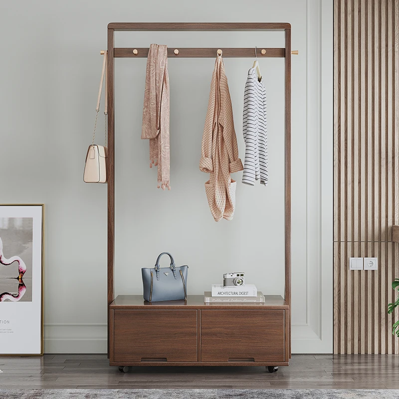 

Walnut hanger floor to ceiling bedroom rack new Chinese style