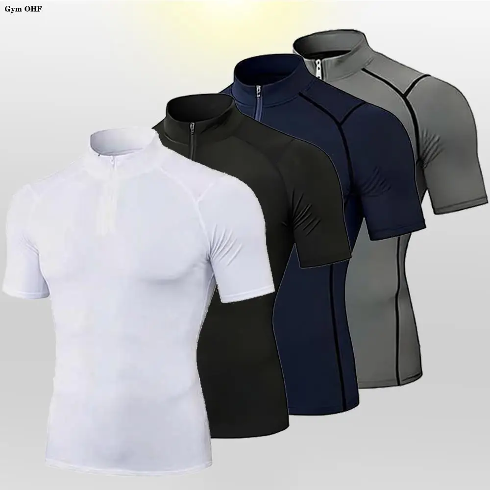 

Turtleneck Shirt Compression T-Shirt Men Bodybuilding Sportswear Quick Dry Workout Shirts Sport Tops Tees Gym Running