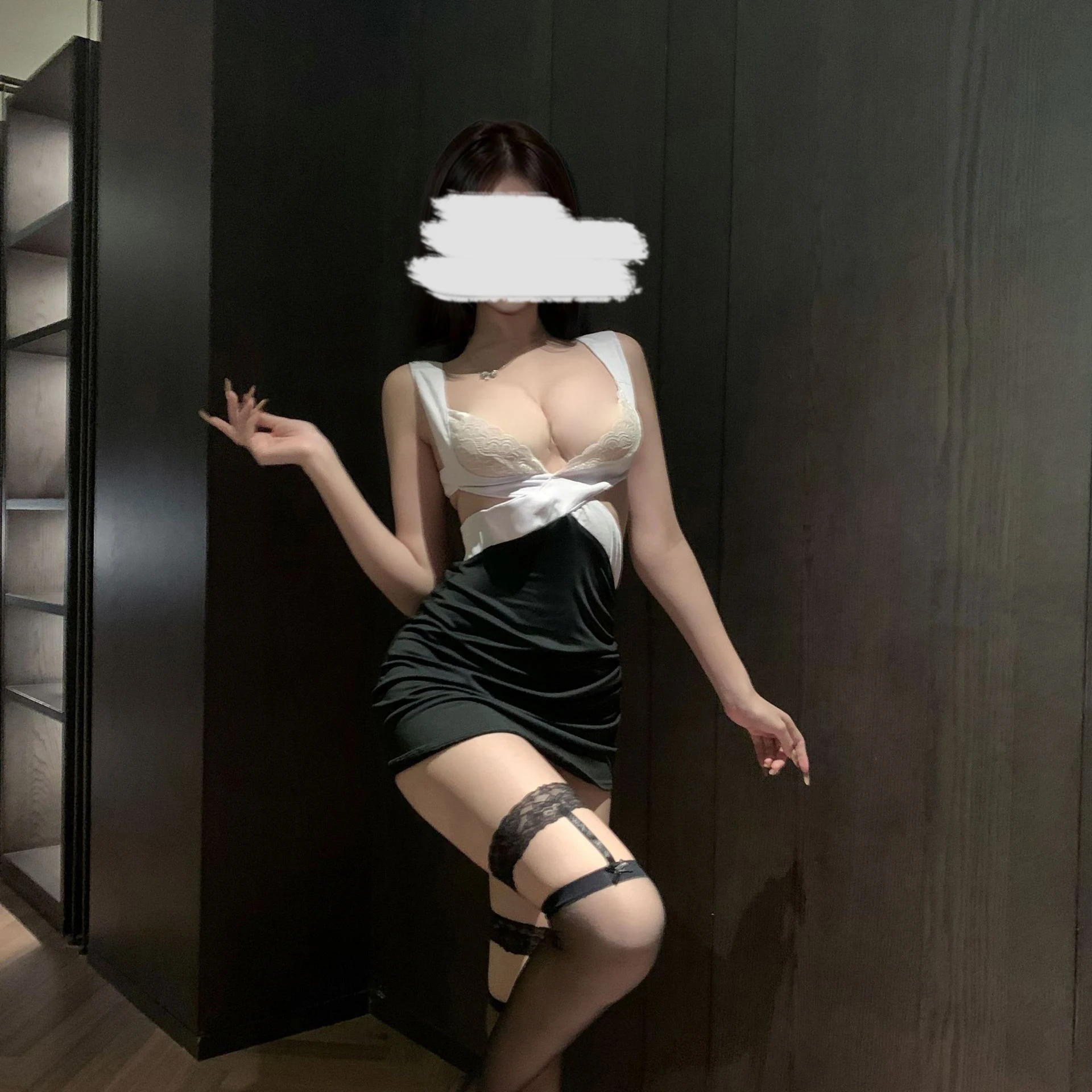 섹시 레이스 누드 백 드레스 탈부착 불필요 여성 비서 유니폼 스커트 딥 V넥 이국적인 속옷 관능적인 나이트클럽 의류