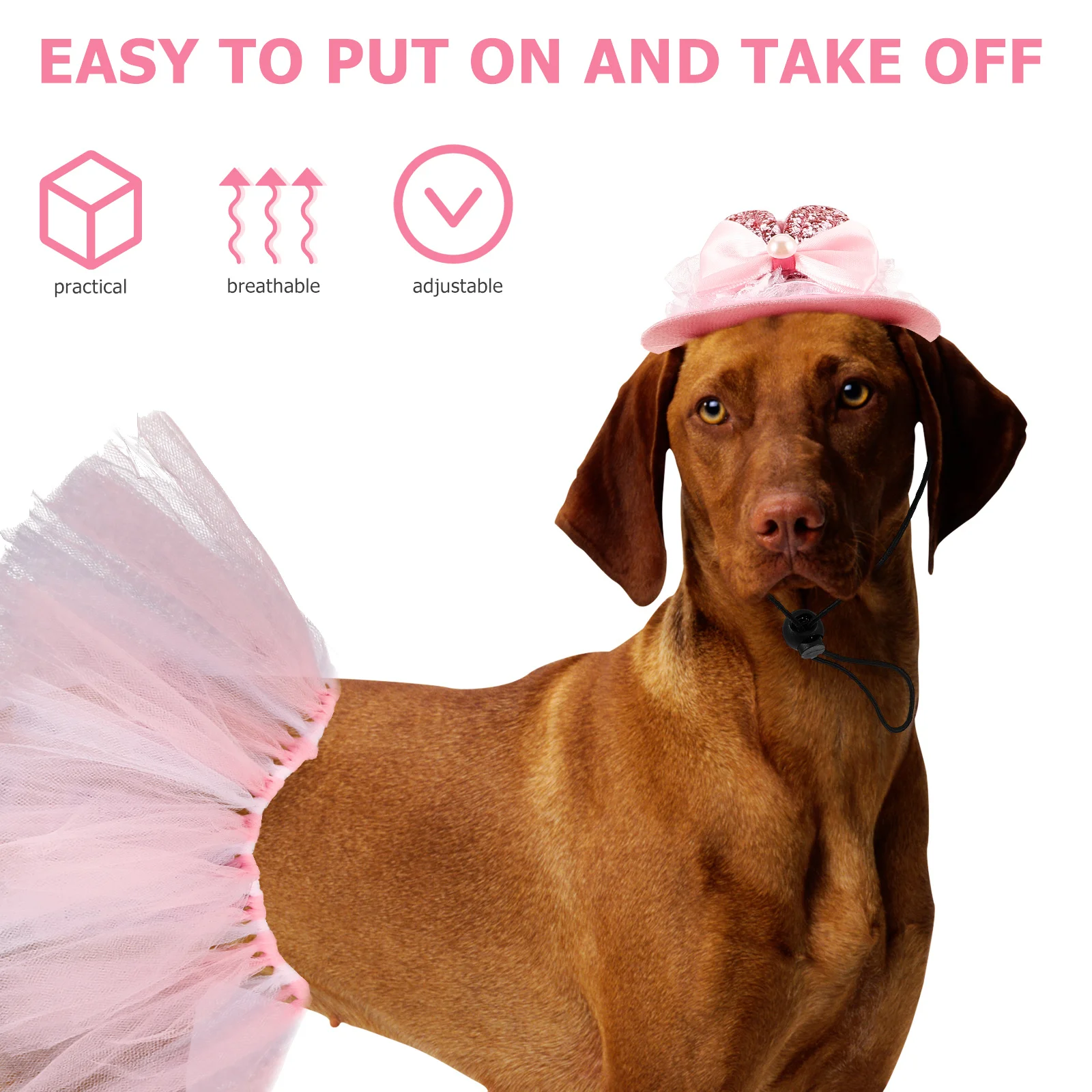 

1 set Pet Hat Headwear Adjustable Tutu Dress Skirt Costume For Puppy Festival Party Photography Lightweight Wear