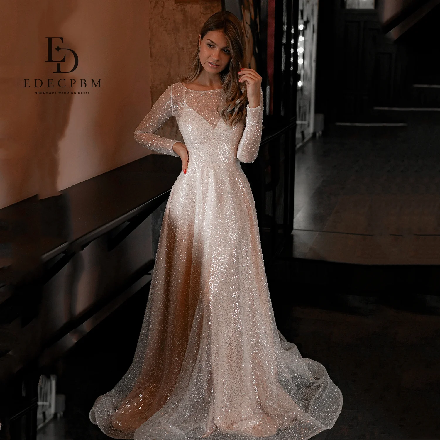 

EDECPBM A-line Evening Dresses Vestidos De Fiesta Customized فساتين سهرة Prom Dresses 2025 Sequins Wedding Dress Women Luxurious