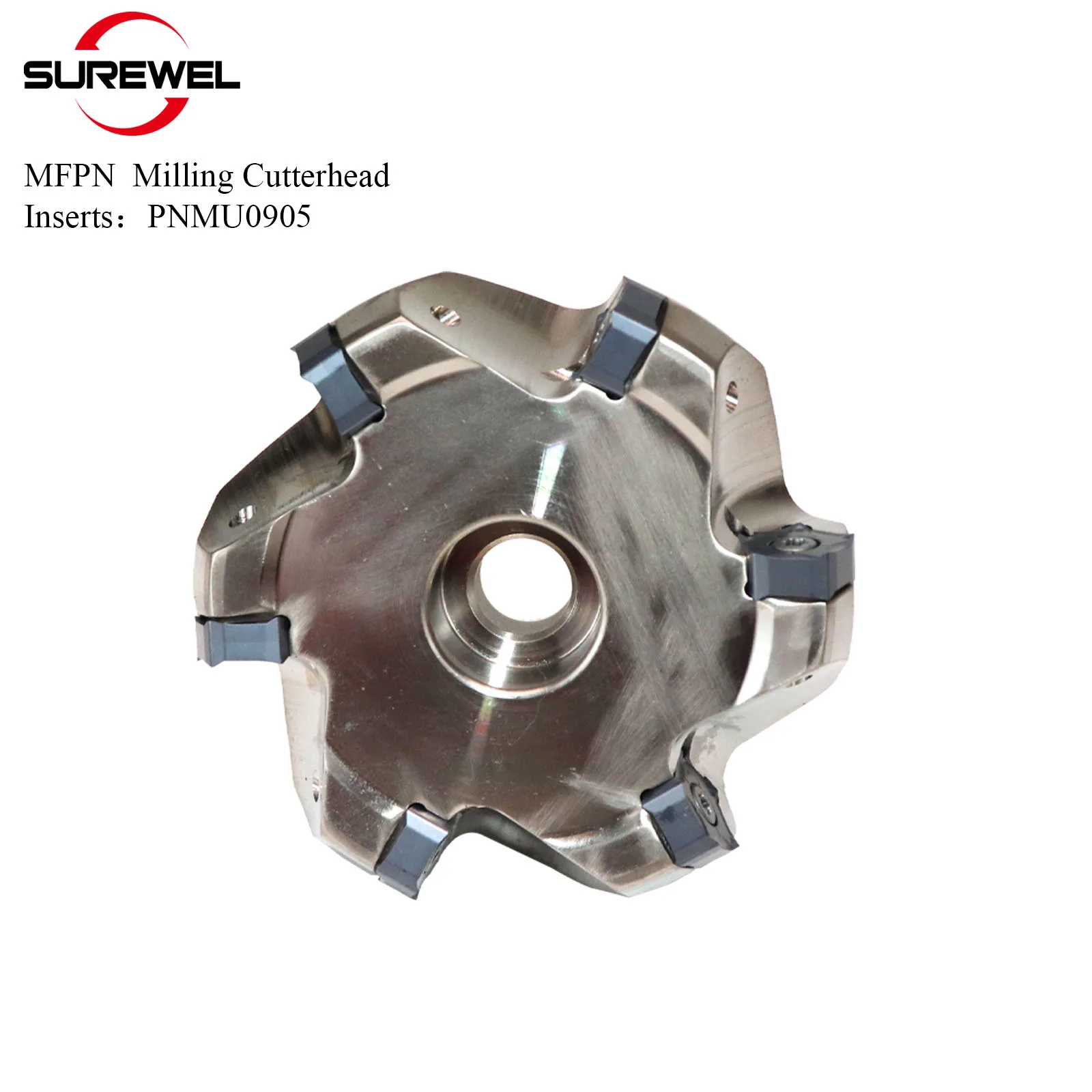 SUREWEL MFPN Testa di fresatura ad alimentazione rapida Fresa a candela piatta a 66 gradi Lama pentagonale a doppia faccia PNMU0905 carburo