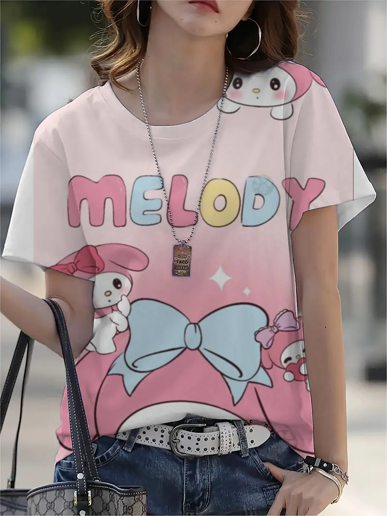 

Sanrio My Melody 3D Printed Short-Sleeved Round-Neck Casual Shirt For Women Children - Extra Large Size - Quick-Drying T-Shirt