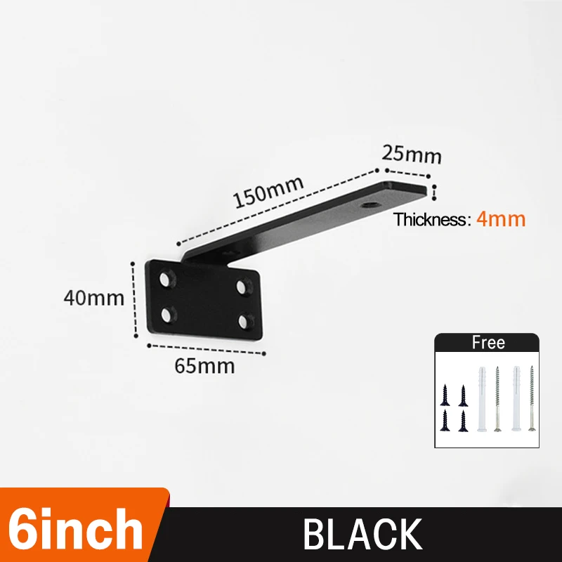 1/2/4PCS Floating Shelf Brackets Carbon Steel Wall Mount Invisible T Shelves Brackets for Bathroom and Kitchen Storage Support