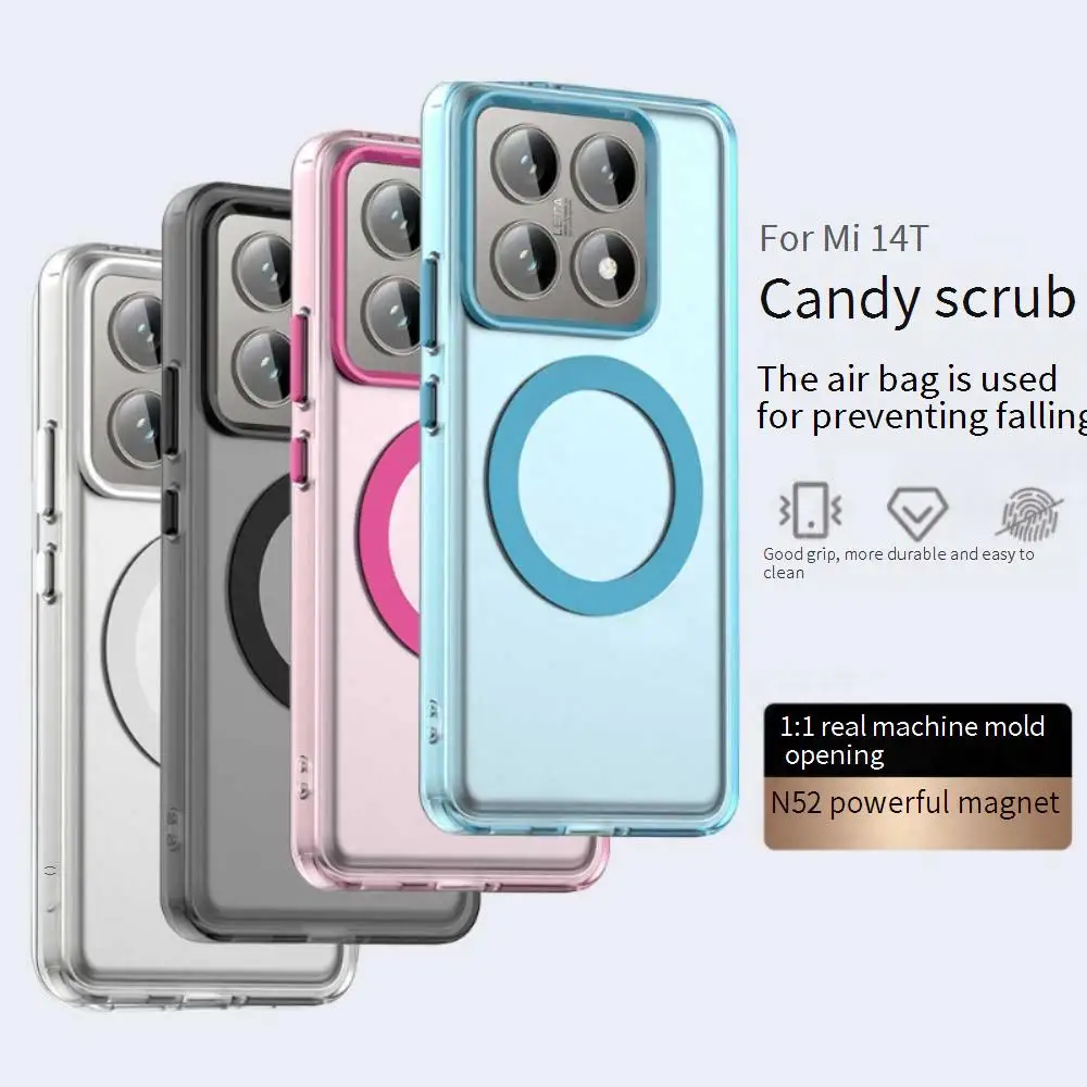 حافظة هاتف Magsafe غير لامعة لهاتف Xiaomi MI 14T 14T Pro حافظة حماية مغناطيسية شحن لاسلكي غطاء خلفي مقاوم للصدمات