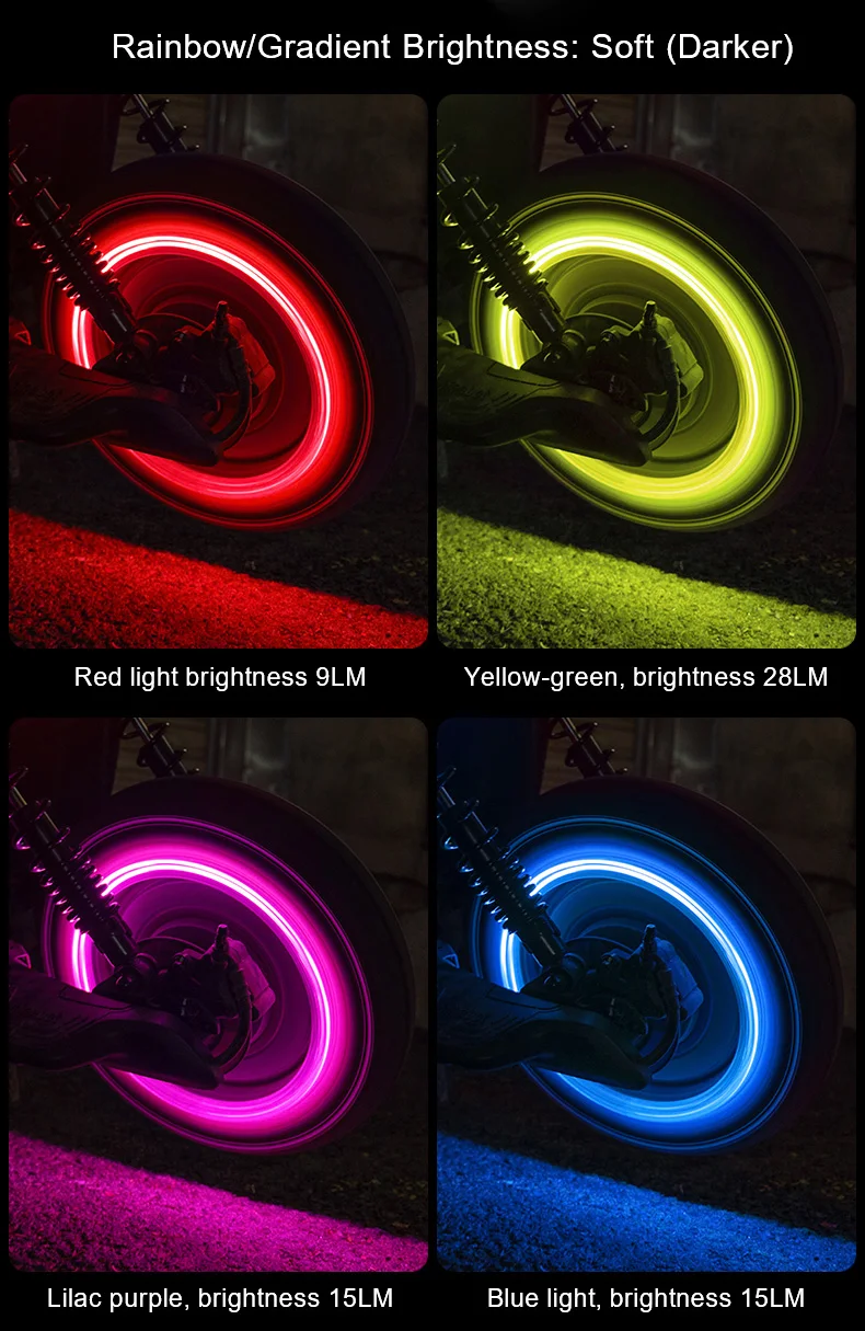 2/4 Stück Auto Motorrad Fahrrad Reifenventilkappen Licht LED Neon Blitzlampe Wasserdichte Reifen Universal Radlichter Auto Zubehör – Detail 5