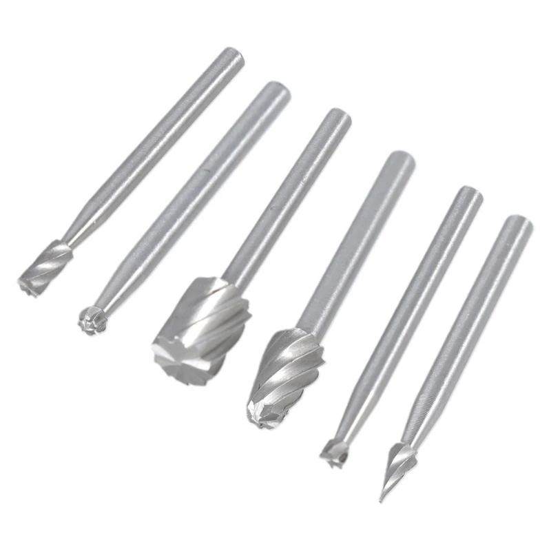 A2UD 6PCS HSS 라우팅 라우터 그라인딩 비트 미니를위한 로타리 도구를위한 BURS BITS BURS