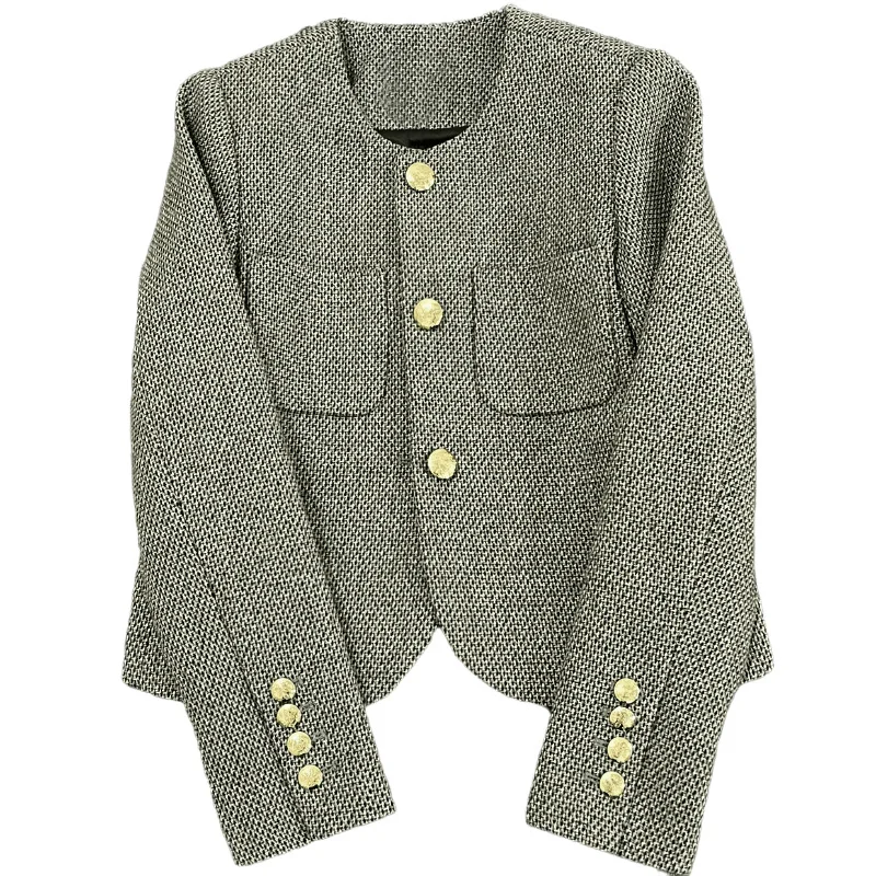

Light Green Small Fragrance Suit Jacket Women 2025 Spring Autumn Winter New Casual Office Lady Tweed Long Sleeve Suit Coat