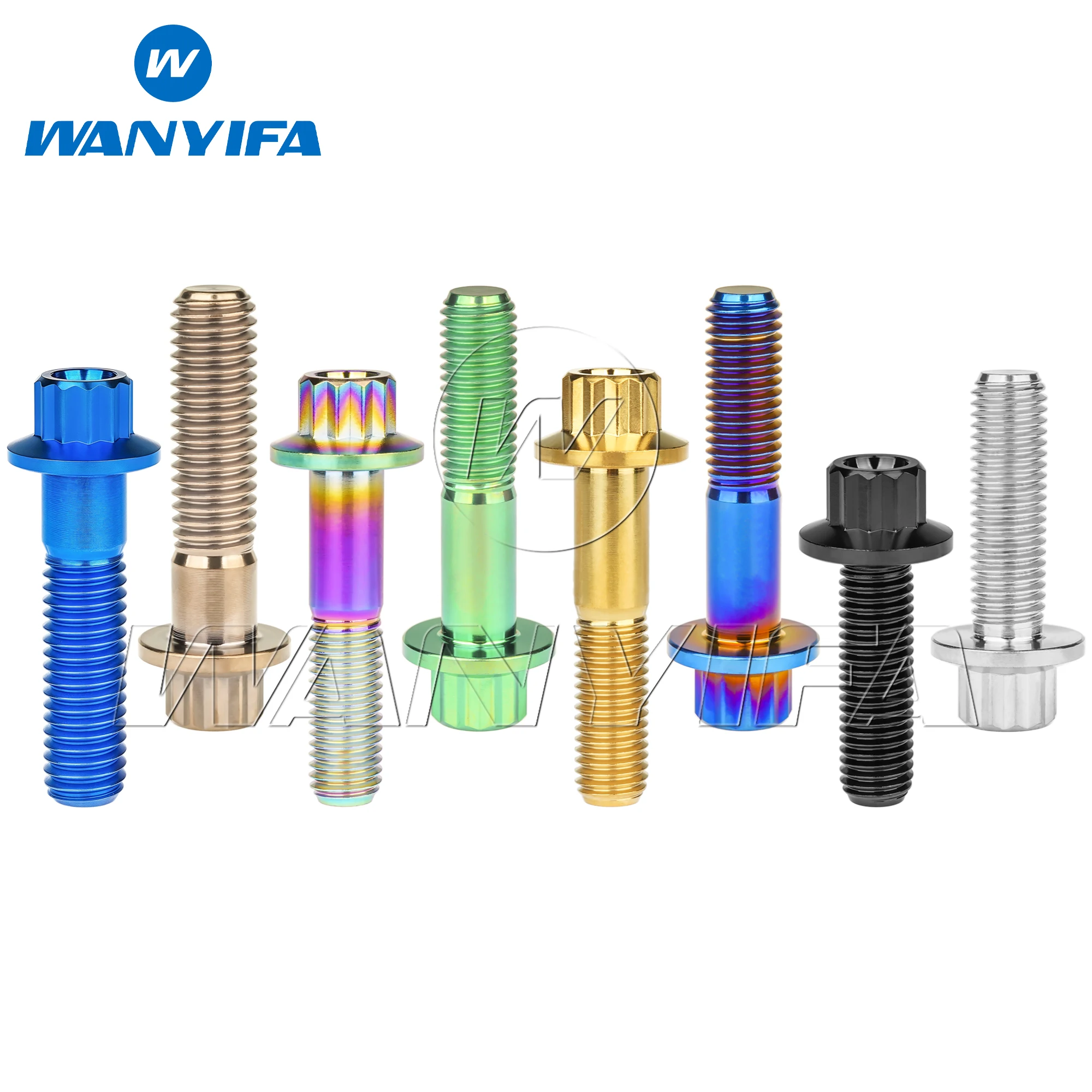 Wanyifa Titanium Bolt M7 M8x24/32mm Flange 12-Point Head Screw for Car Wheel Split Rim Retrofit Fasteners