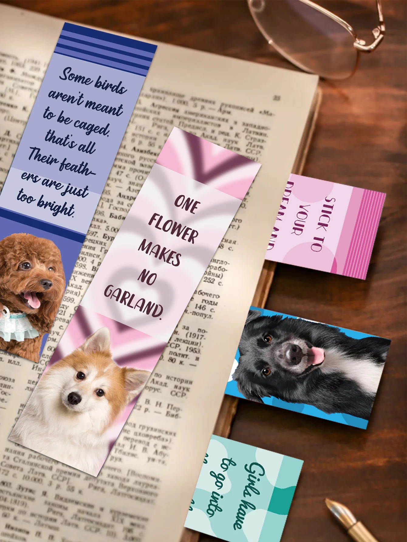 Imagem -02 - Marcador do Cão Inspirado Inglês Etiqueta Criativa do Livro da Leitura Presente Faça Você Mesmo do Estudante Cartão da Mensagem Bonito 30 Pcs