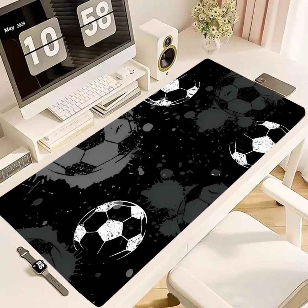 Large Size Table Mat Black White Soccer Ball Ink Splash Sport Art Mouse Pads For Laptop Games Playmat