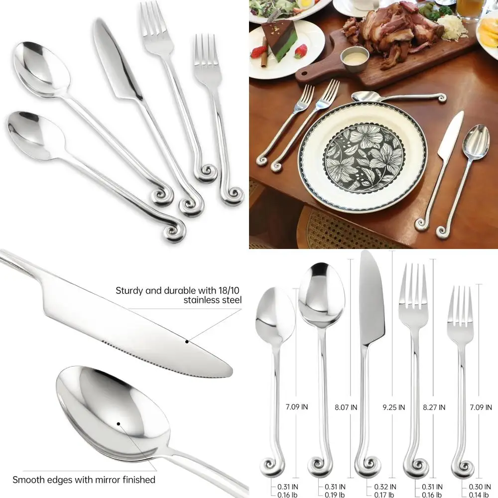 

20-Piece 18/10 Stainless Steel Flatware Set with Musical Note Tail Design, Dishwasher Safe