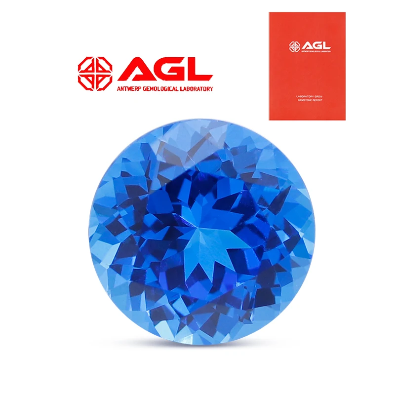 

Кобальтовый шпинель круглой формы, выращенный в лаборатории, с эффектом пламени, для изготовления ювелирных изделий, с возможностью выбора, с сертификатом AGL, для создания украшений и дизайна.