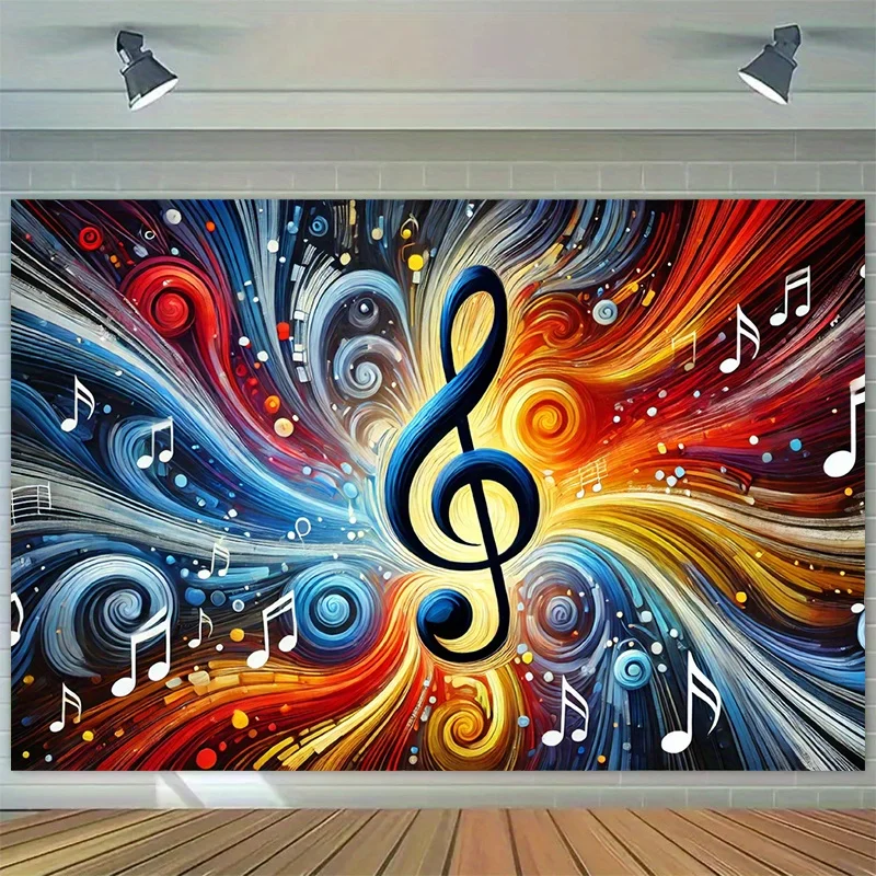 Modern Abstract Music Tapestry Wall Hanging Art Print for Musician Treble Clef Symphony Decor Canvas Wall Art Gift Idea