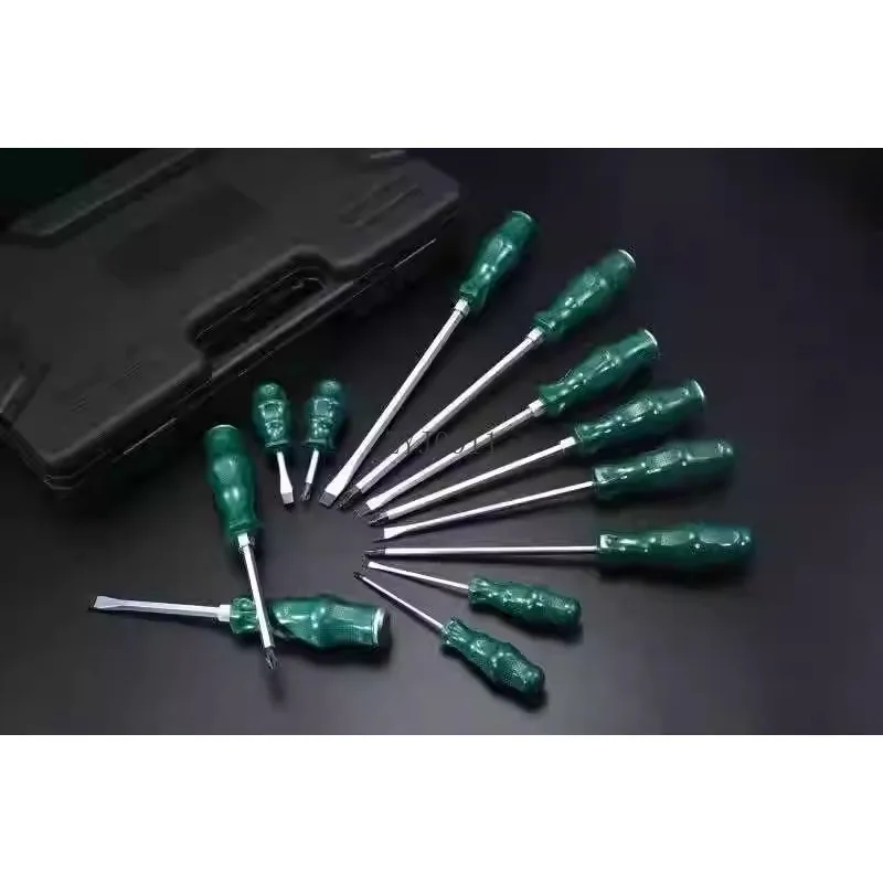 Juego de caja cruzada de una palabra con destornillador perforador en forma de corazón, cambio de cuchillo, juego de 12 piezas que se puede martillar de 3-6-8 pulgadas, resistente al aceite y duradero