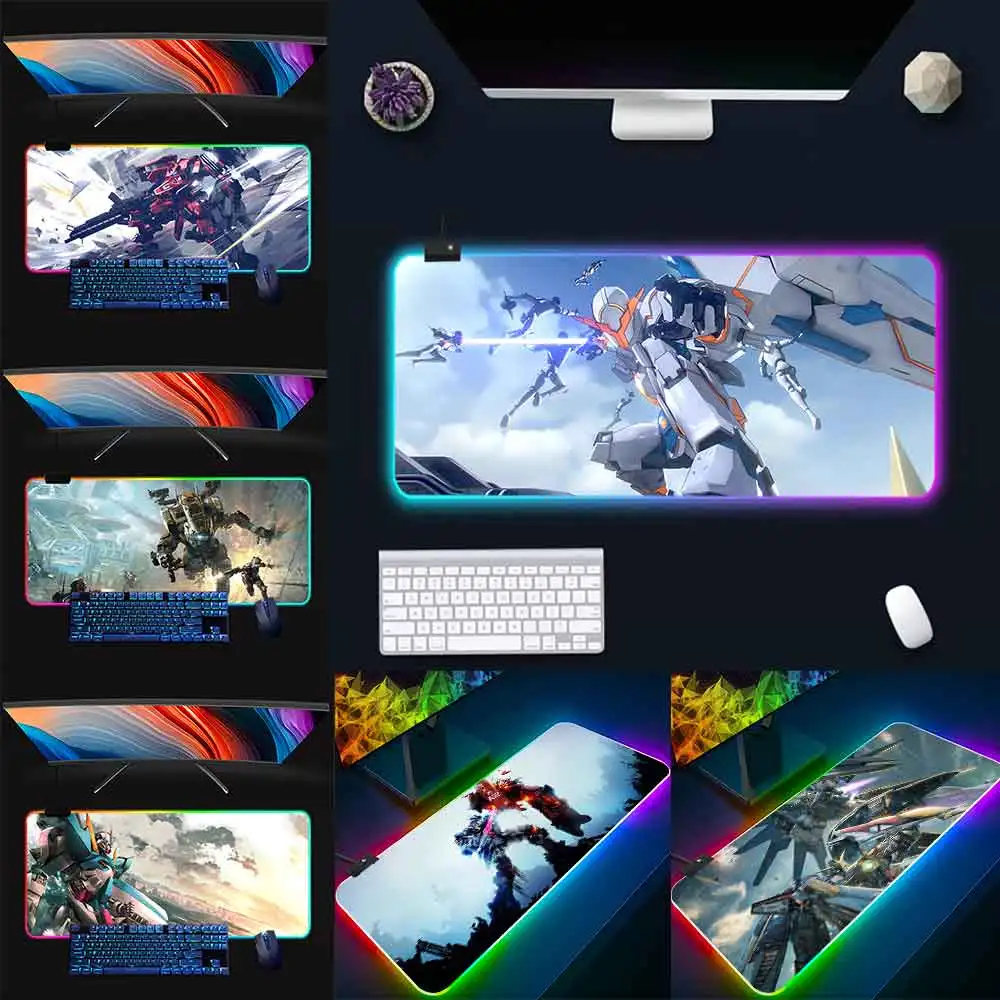 

GUNDAM RGB Pc Gamer Keyboard Mouse Pad Mousepad LED Glowing Mouse Mats Rubber Gaming Computer Mausepad