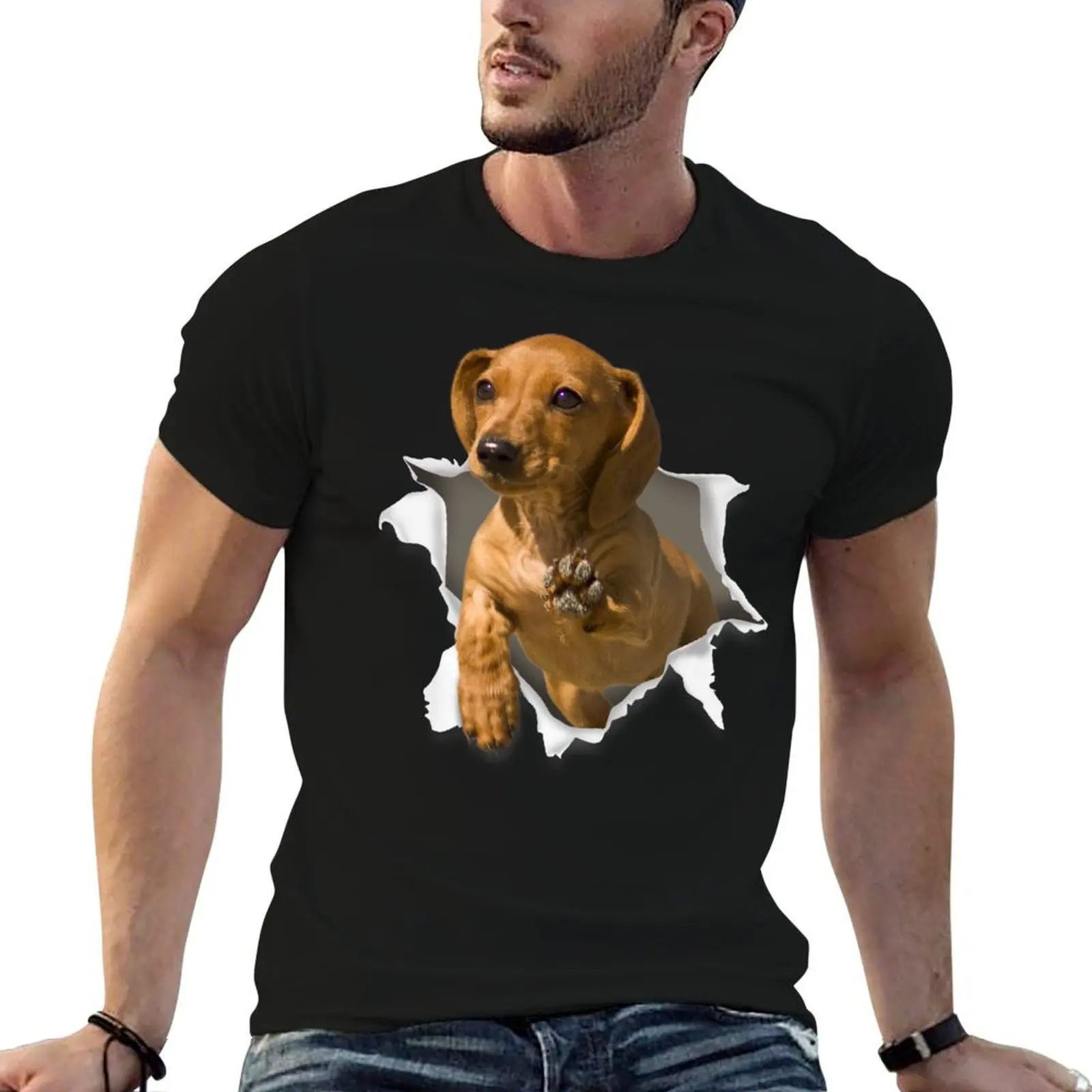 Dachshund Art Funny Dachshund Dog Lover T-Shirt t shirt custom print black cotton t-shirt plain for man package T-Shirt