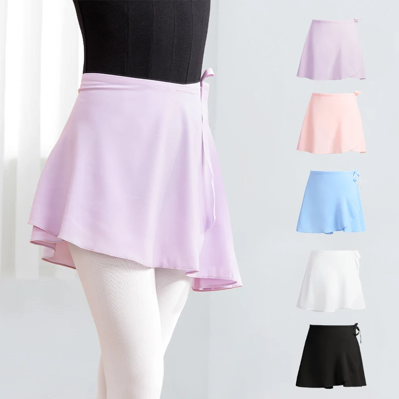 Dziewczęcy balet spódnica wiązana czarny spódnica do tańca maluch spódnica szyfonowa różowy spódnica baletowa z regulowany pasek