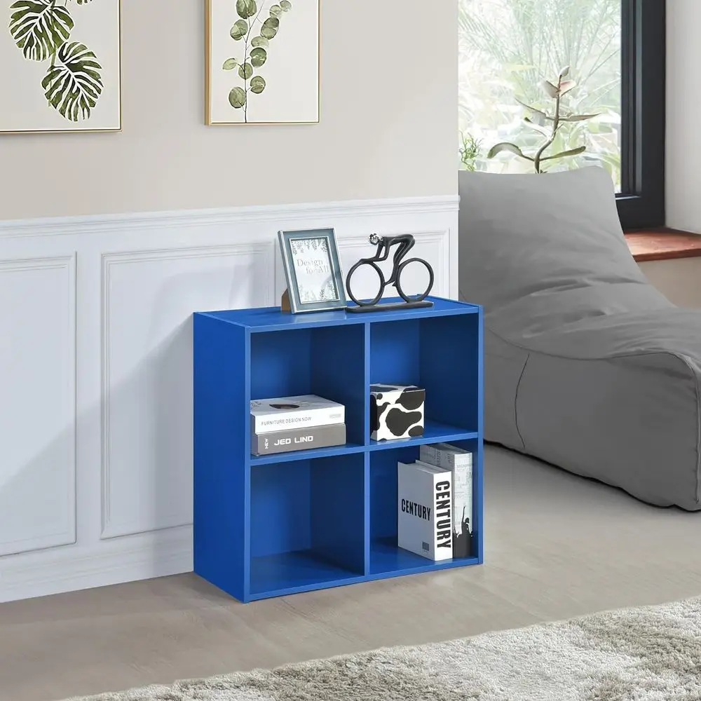 KB Designs - Blue 4 Cube Storage Organizer Book Shel, Toy Storage Organizer or Nursery, Kids Room, Playroom and Bedroom