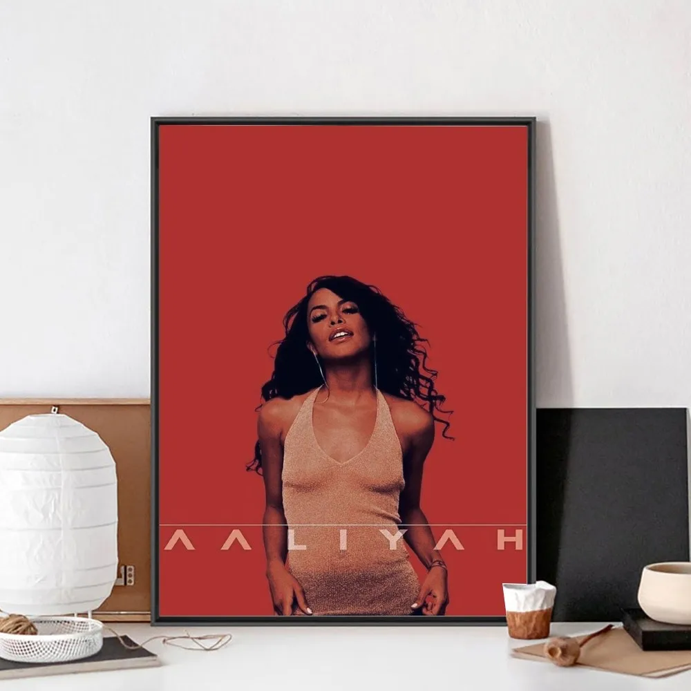 Singer Aaliyah Actress Poster No Framed Poster Kraft Club Bar Paper Vintage Poster Wall Art Painting Bedroom Study Stickers