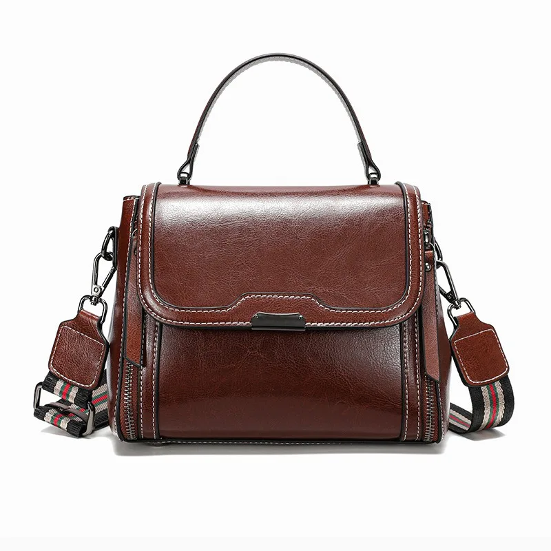 Genuine Leather Satchel Bag for Women Waxed Leather Commute with Detachable Strap Logo-Free Structured Quiet Luxury