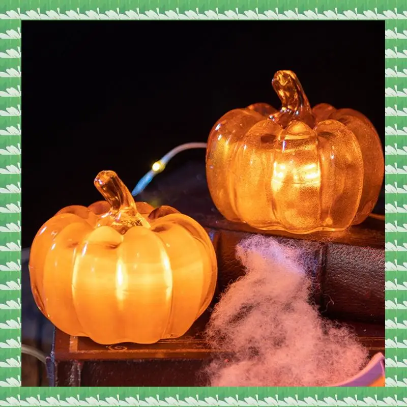 ONCE untuk Halloween Lampu Labu LED Menyala Meja untuk Alat Peraga Pakaian Halloween Pencahayaan Suasana Meriah Kuning