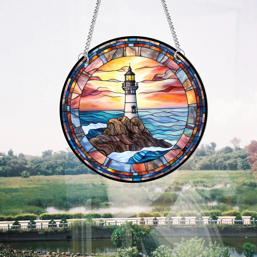 Round Lighthouse Wall-mounted Hanging Ornament for Home Decorations Bedroom Sign Pendants