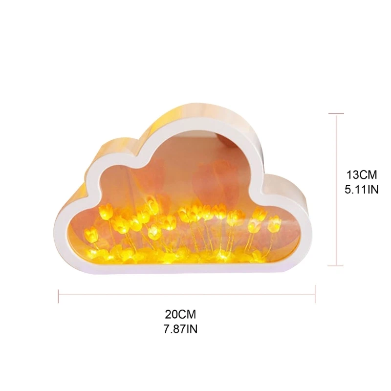 Cloud ดอกทิวลิปโคมไฟสำหรับกระจกห้องนอน Night Light ผีเสื้อบรรยากาศแสง Dropship