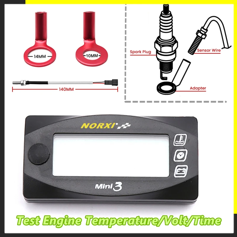 koso 3 in 1 Engine temperature Volt Time norxi For YAMXHA NMAX XMAX TMAX LED Digital  Display Quad Square meter adapter 10/14 mm