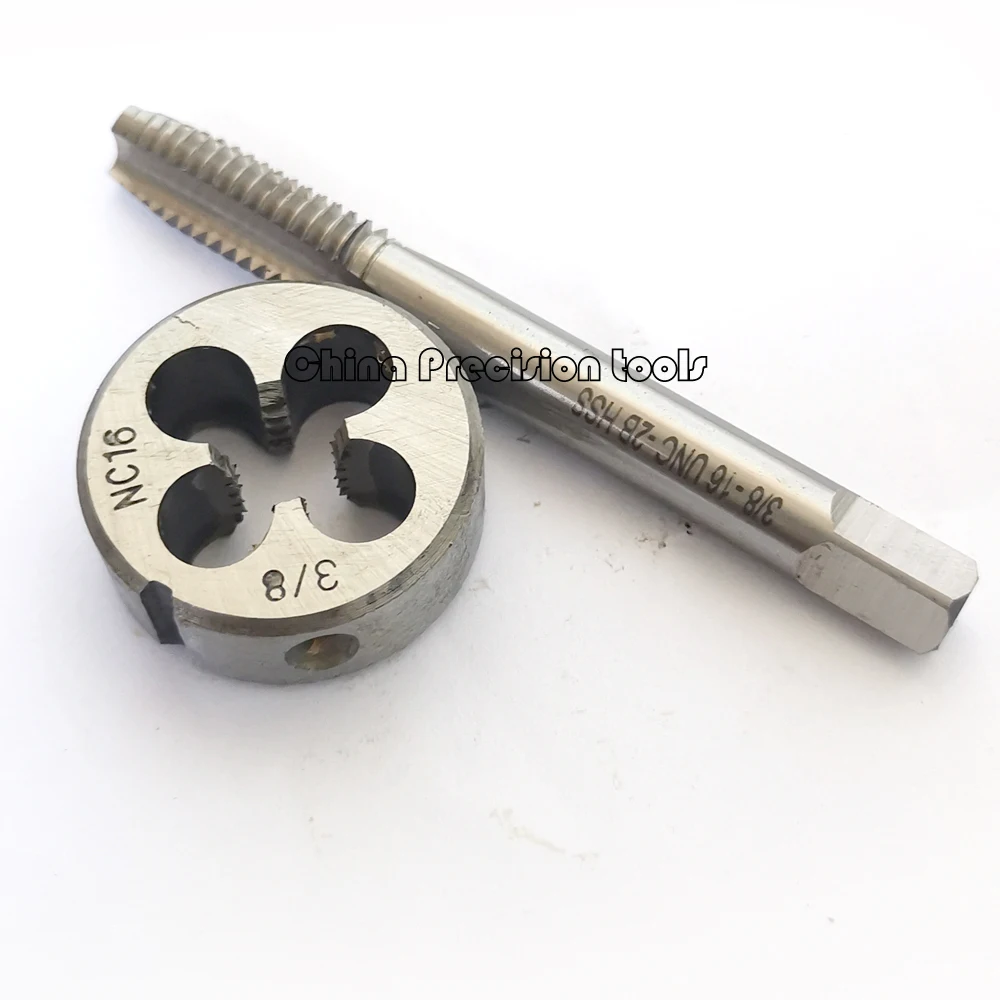 2PCS Unified thread plug tap and die set UNC3/8 UNC 3/8 -16 UNF 3/8-20 Round dies taps sets UNS 3/8-40 3/8-24 3/8-28 3/8-32