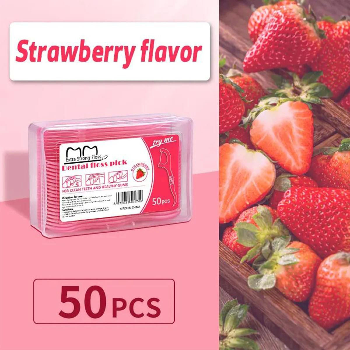 50pcs Floss Fruit Flavor Box Floss Dazzling Colorful Ultra Fine Floss Stick Tick Oral Cleaning Portable Floss