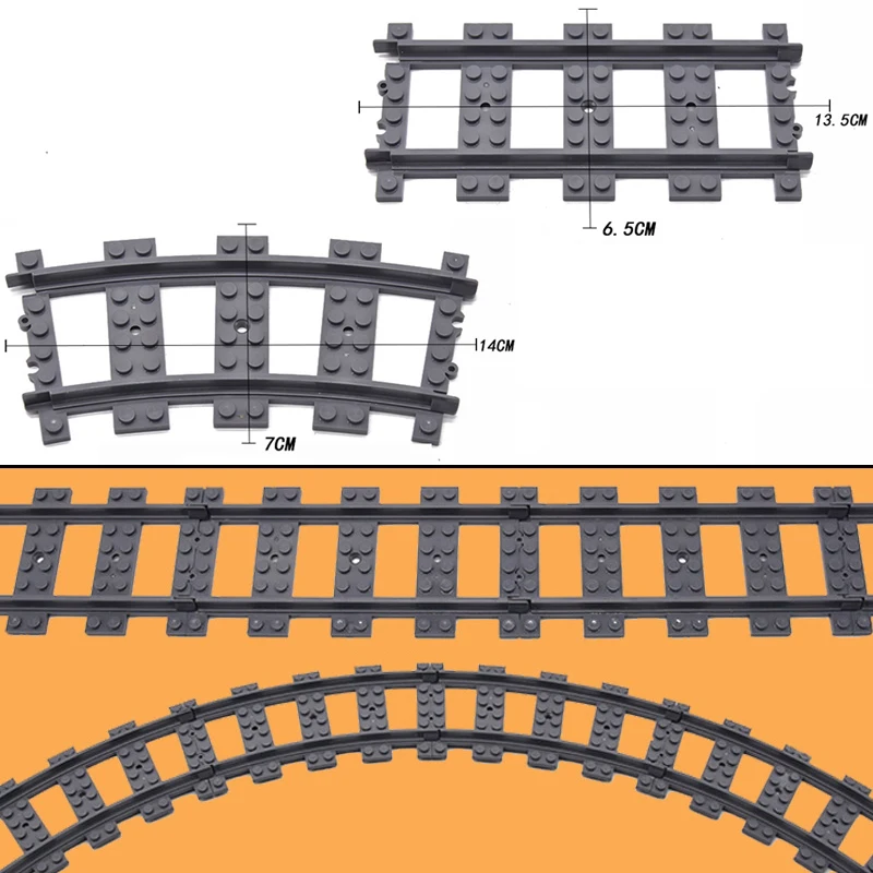 Train Straight/Curved Track Parts Combination Scene MOC Building Blocks DIY Bricks Toys Rail Car Compatible With LEGO