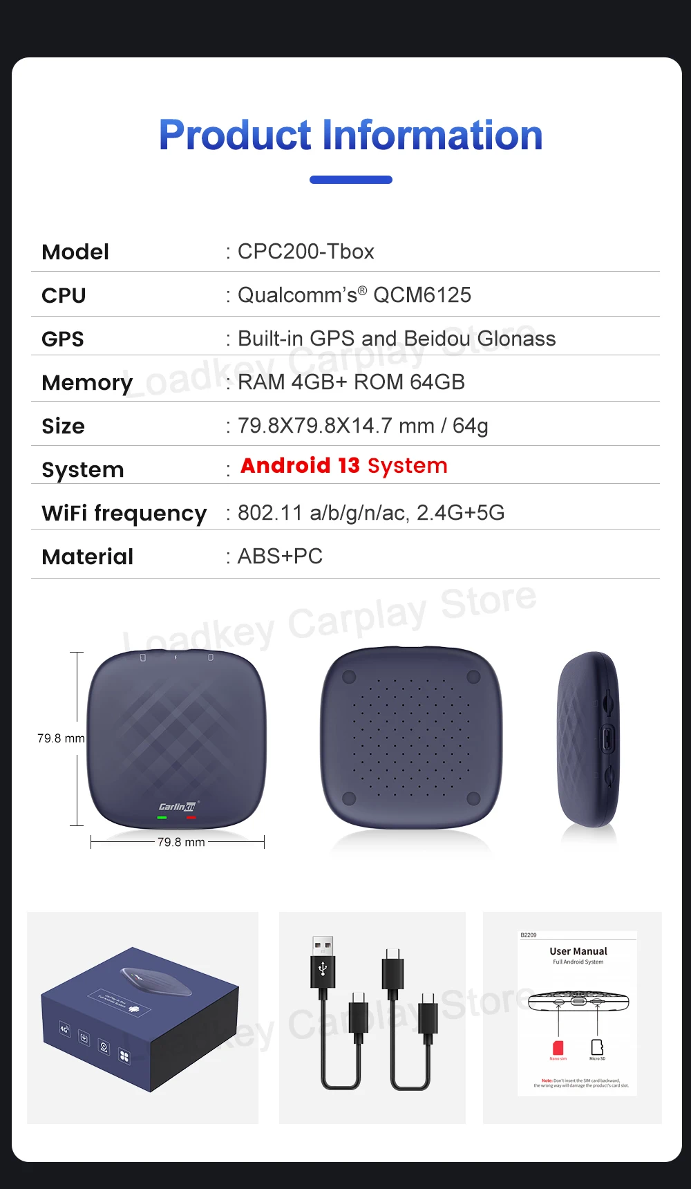 Carlinkit Plus QCM 6125 64G Android 13 CarPlay Ai Android Tv Box Wireless CarPlay Android Auto For Netflix YouTube Spotify IPTV