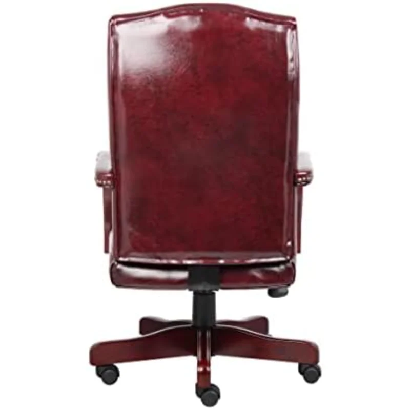 Boss Classic Executive Oxblood Vinyl Chair With Mahogany Finish Frame