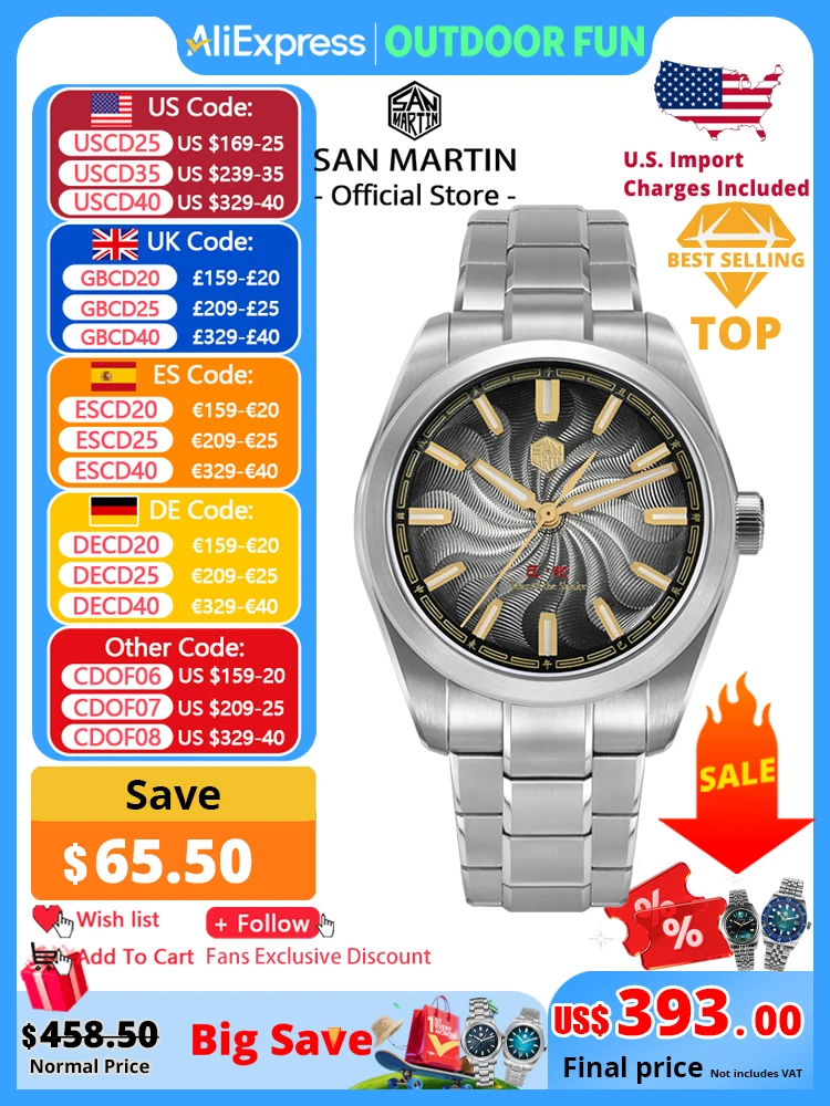 

San Martin 2025 Guilloche Dial Snake Year Limited 39mm Miyota 90S5 Clear Caseback Men Automatic Mechanical Watch Luminous SN0144